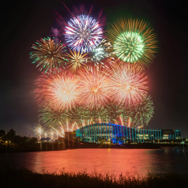 a night s of the fireworks and buildings