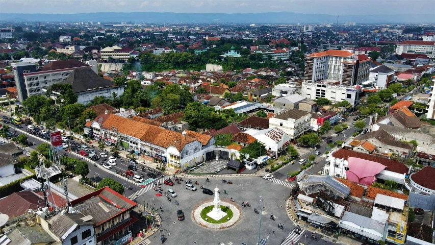 an aerial view of a city's downtown