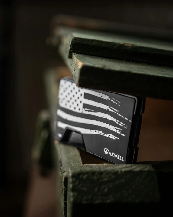 an american flag shaped card holder is pictured