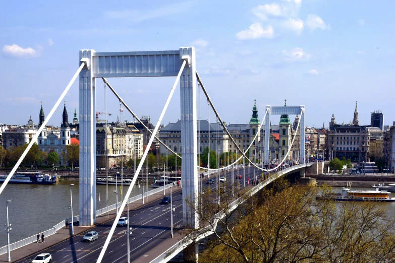 view of the bridge over a river in a city