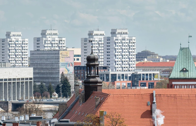 a cityscape with many buildings in the background