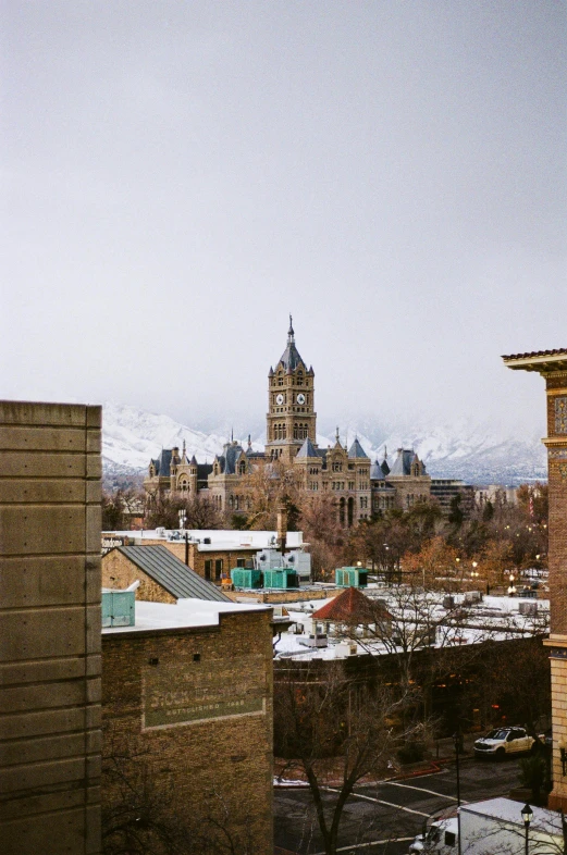 a view of the city from the top of a building