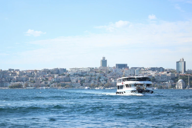 large boat moving in the middle of the ocean