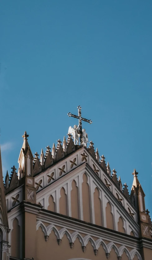 a church with a sky background