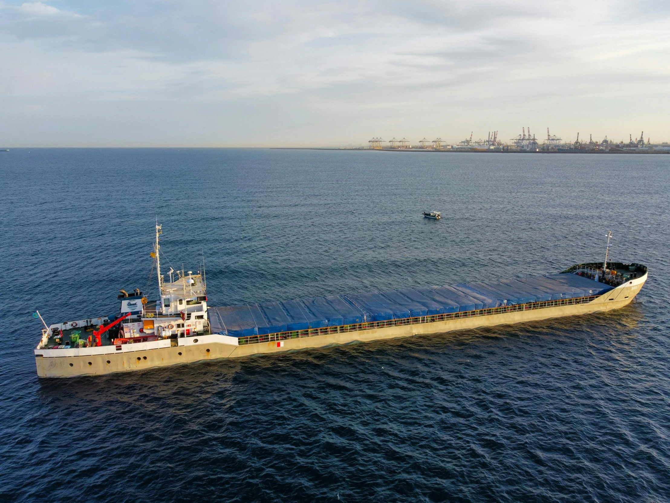 an aerial view of a large cargo ship