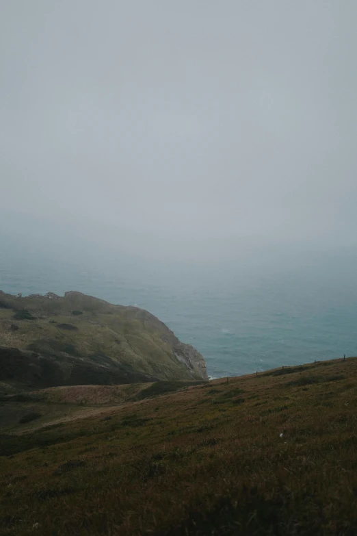 an area with a grassy hill, some water and grass on it