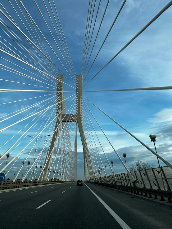 a view of the bridge from below in high up