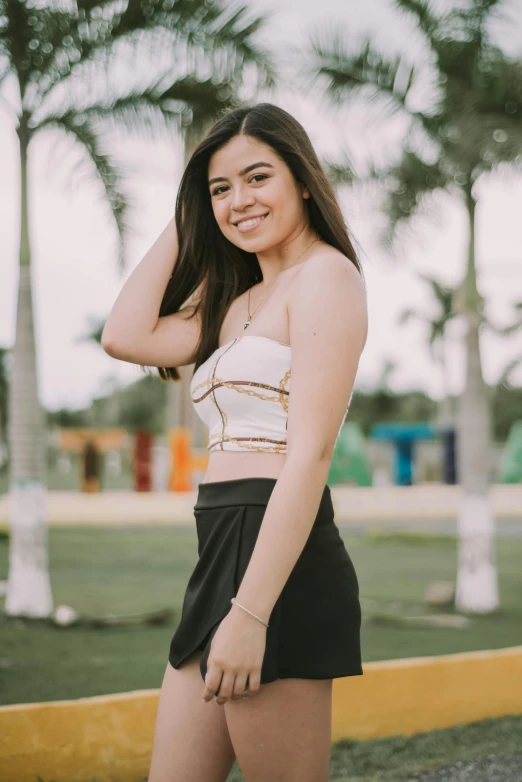 girl in short shorts posing for the camera