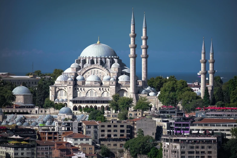 a view of the blue domes on the building