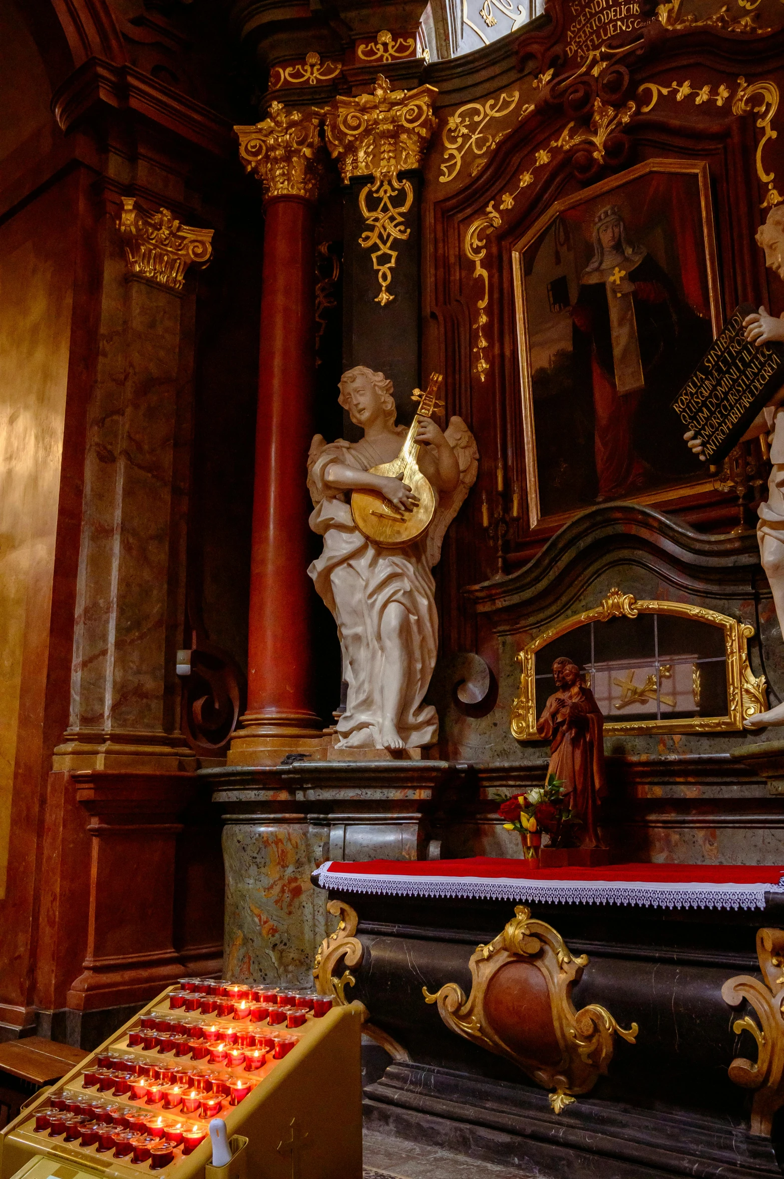 this is a close up image of ornate statues in a church