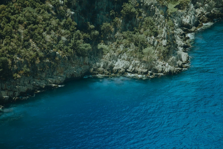 blue water in the middle of a wooded area