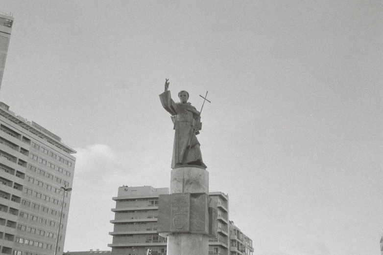 the statue of christ in a city square