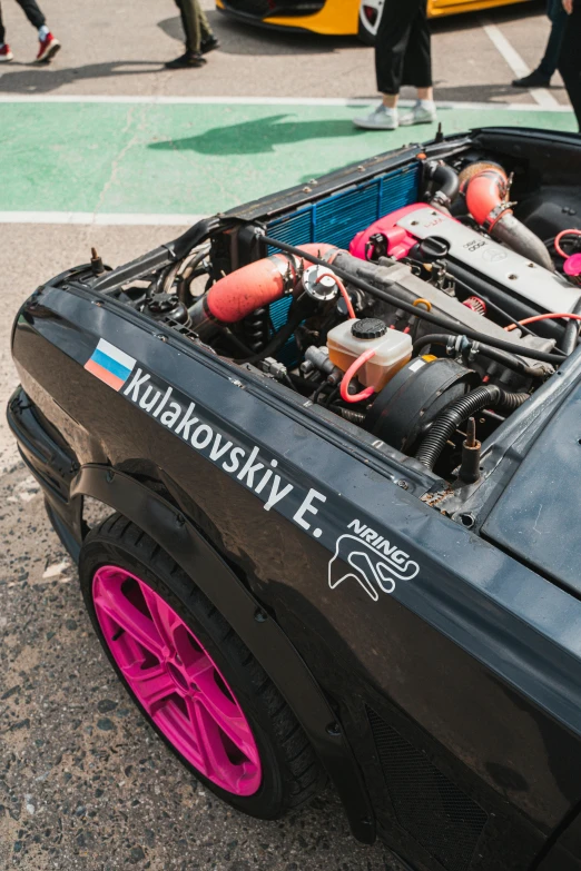 an electric engine in the back end of a sports car