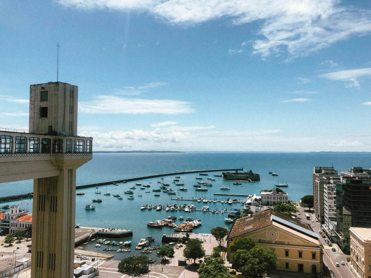 the bay on the shore where boats are docked