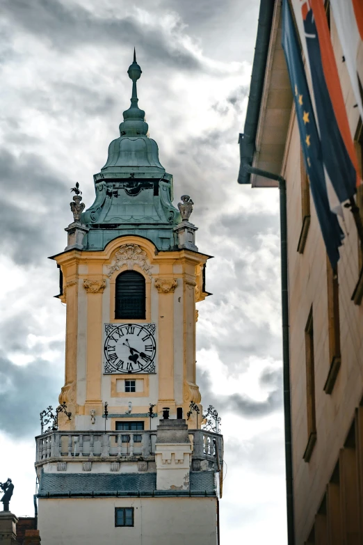 there is an ornate tower with clock on top