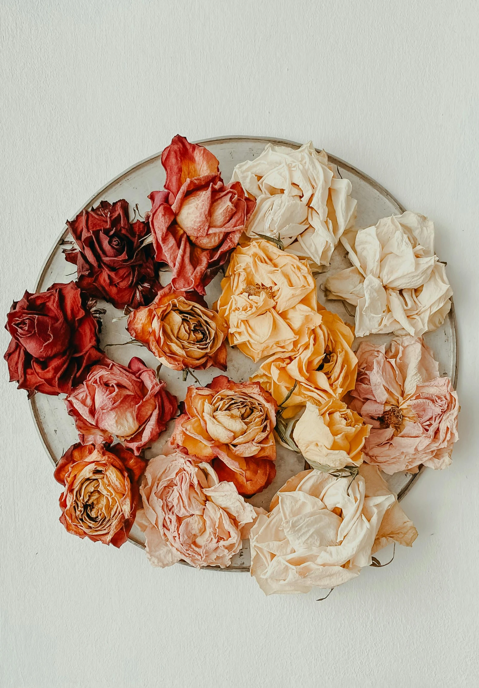 roses arranged on a platter ready to cut