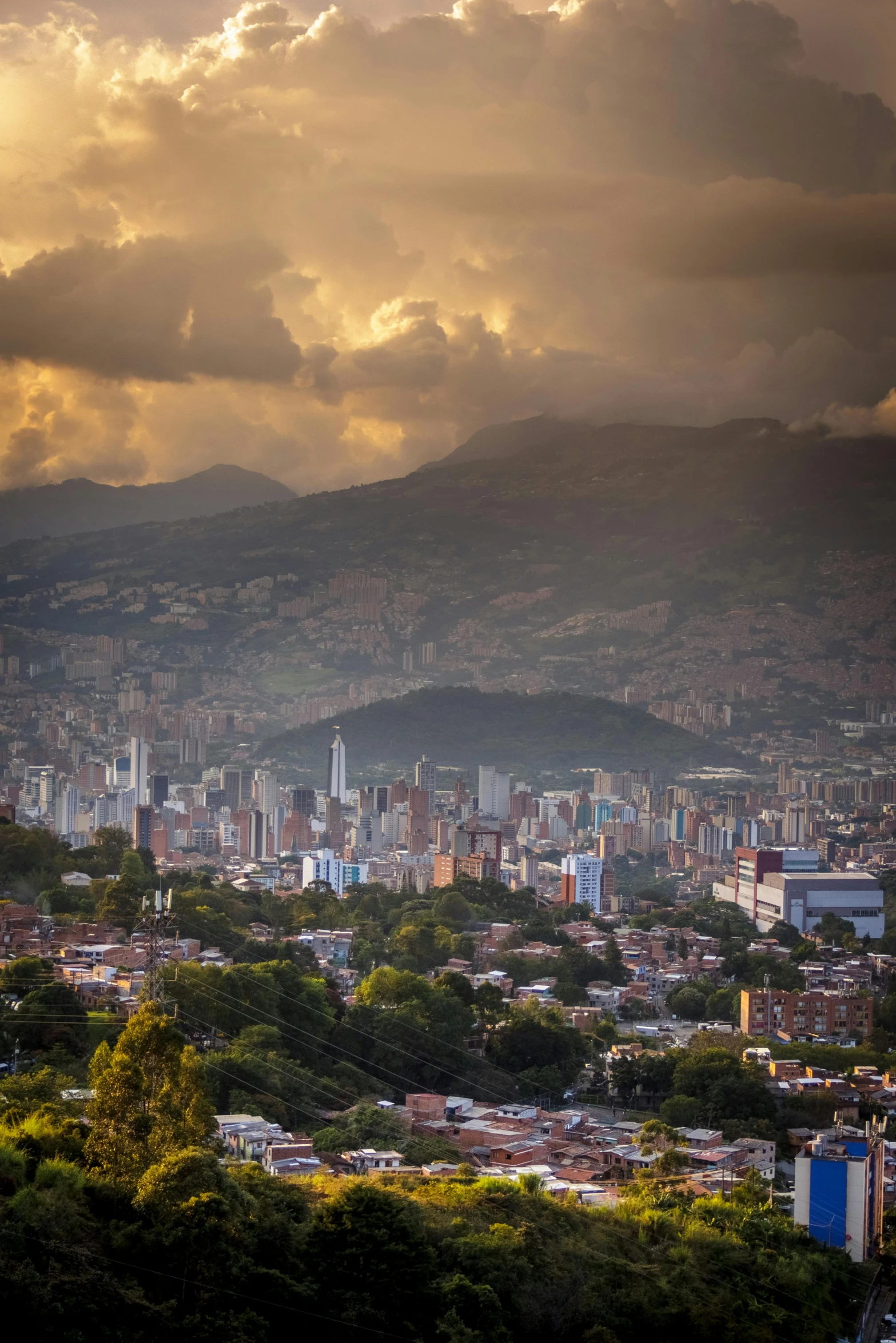 this is a city from the top of a hill