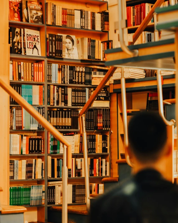 a room with a lot of books on shelves