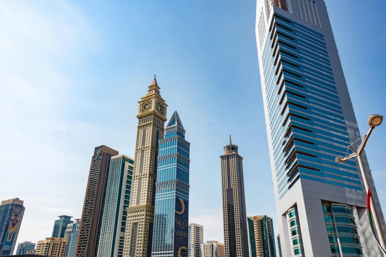 several buildings stand beside one another in the city