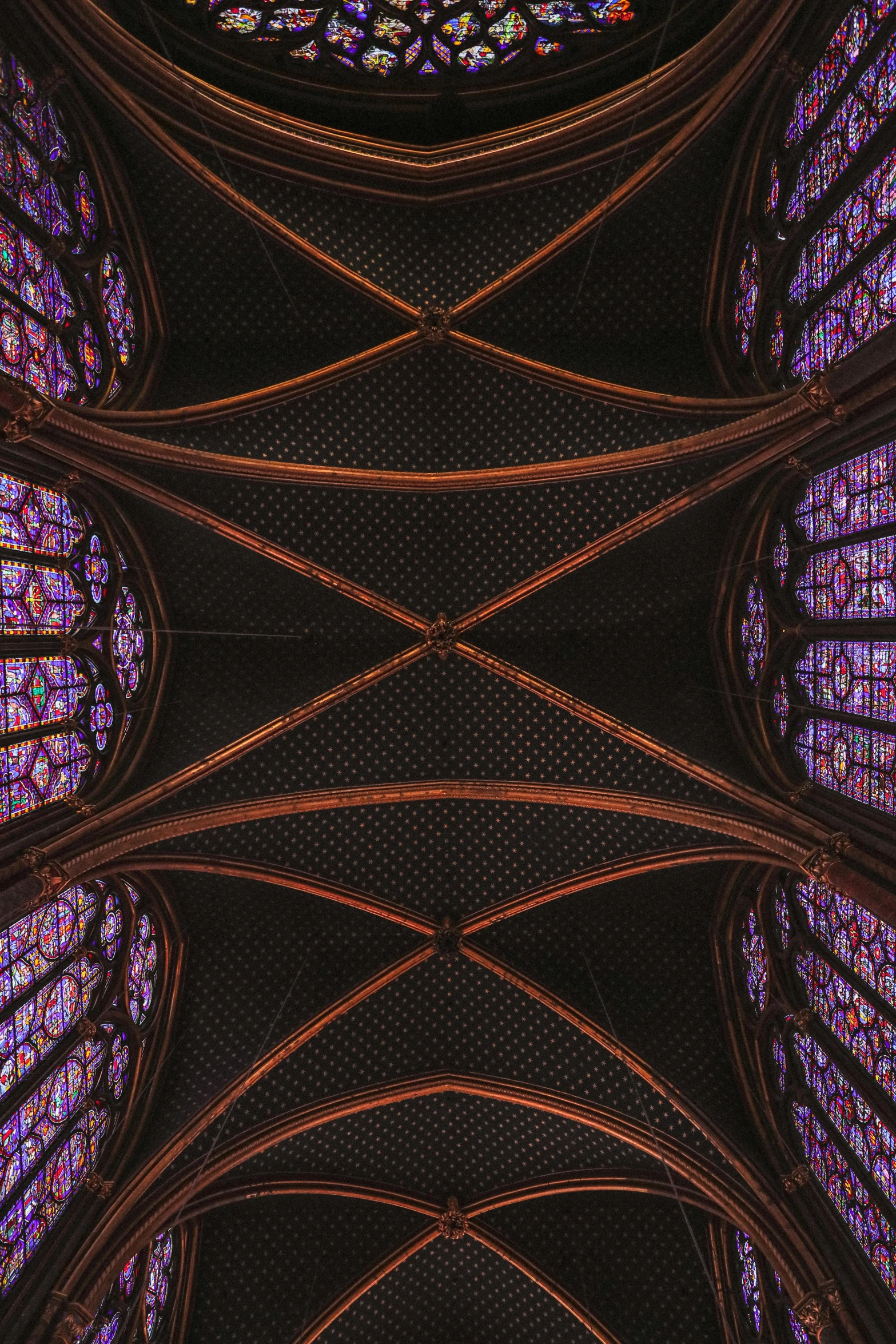 a beautiful, colorful and intricate cathedral designed ceiling