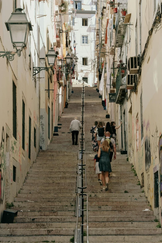 an old stone stairway way in an alley is a scene in a foreign country