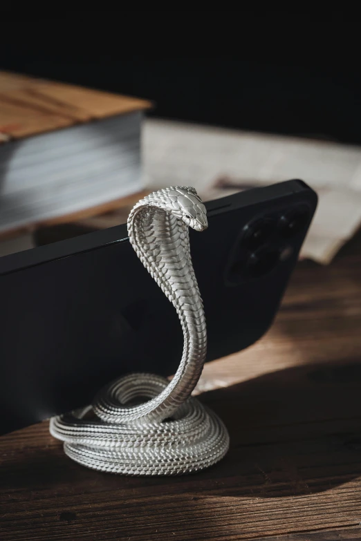 white rope wrapped on the back of an iphone