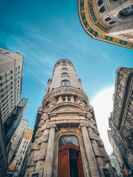 looking up at the tower from a low angle