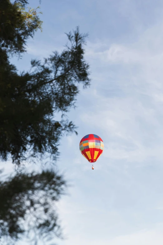 an air balloon is being flown through the sky