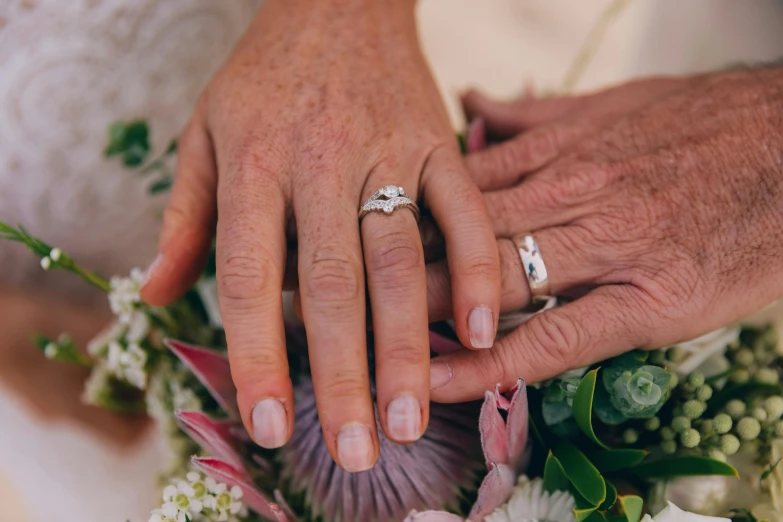 two people with their hands together holding onto each other