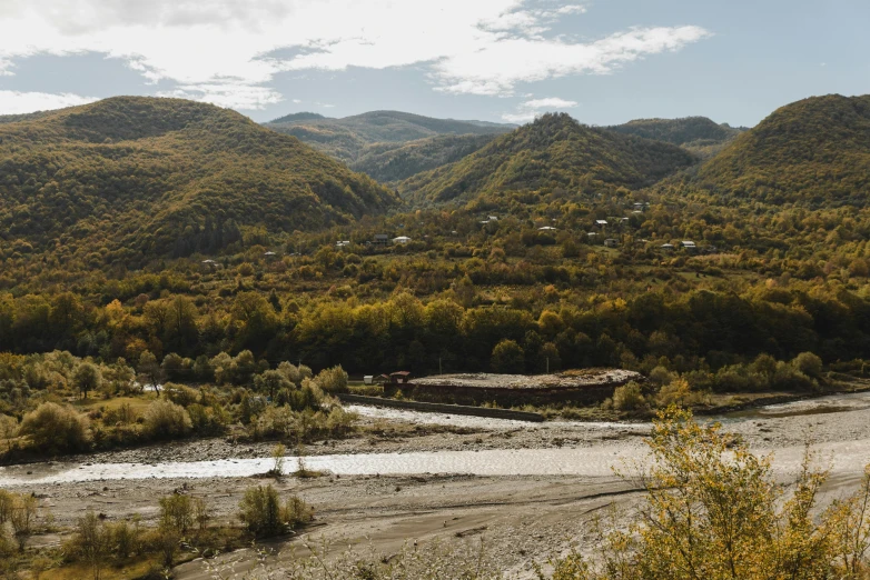 landscape view of the mountain range from within a valley