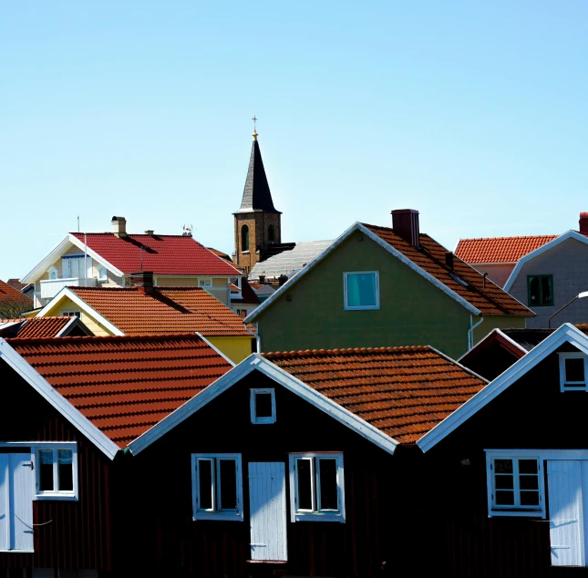 row of houses next to each other with different colors