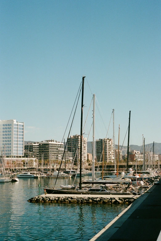 a harbor with a row of boats docked next to the pier