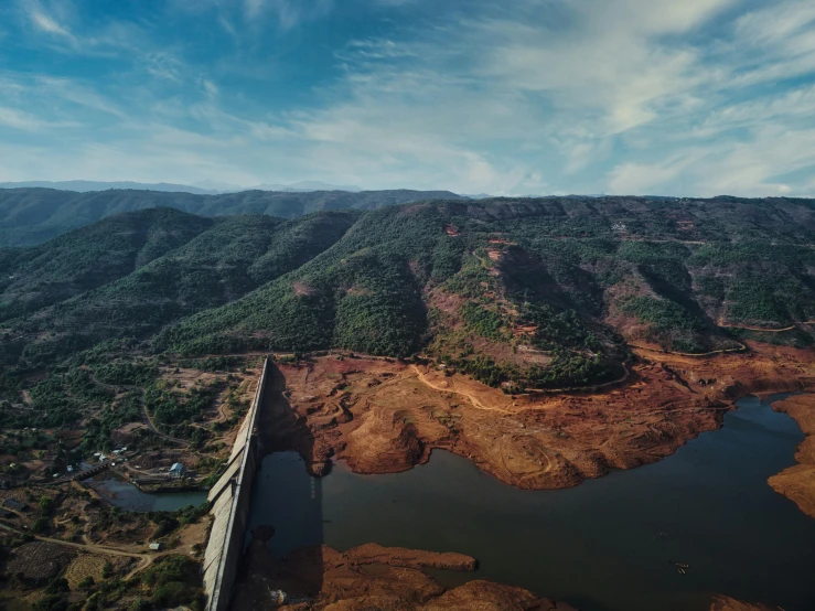 a view of a body of water surrounded by land