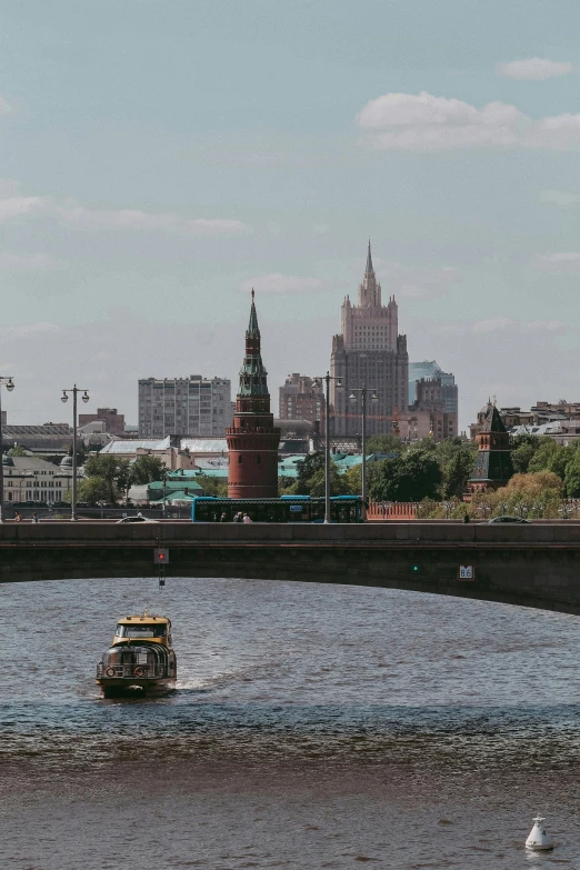 an open river with a boat moving on it