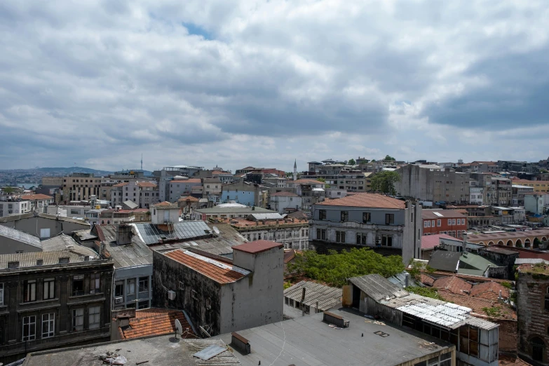 a picture taken from an up high building looking at city