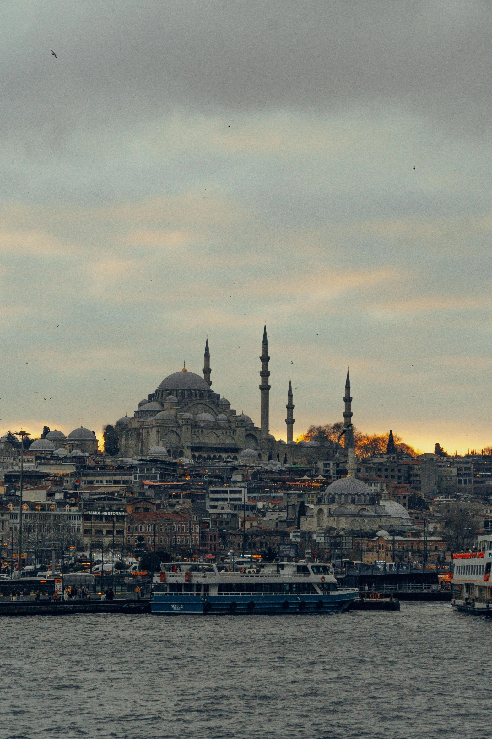 a skyline with a view of some buildings on a large island