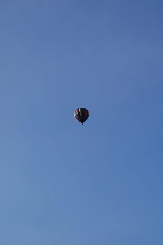a  air balloon flying through a bright blue sky