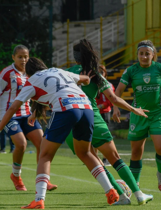 the women's soccer teams are playing a game