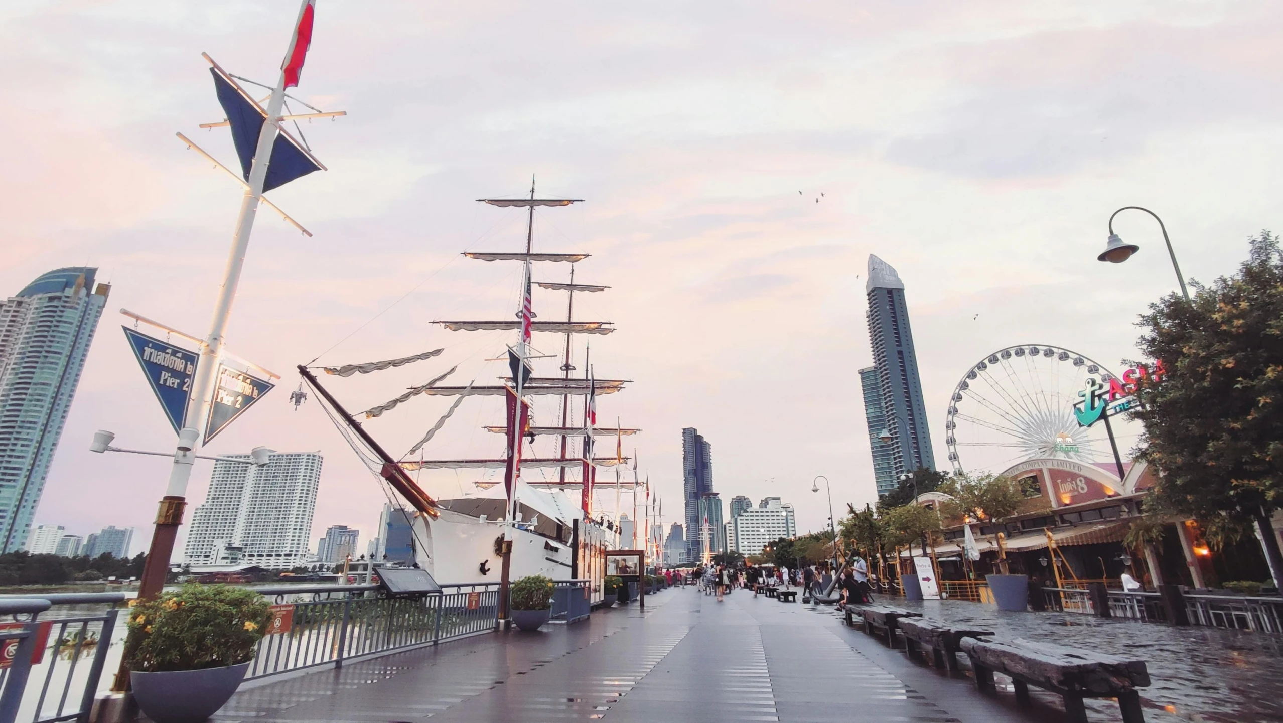 a view of a city with tall buildings on the waterfront