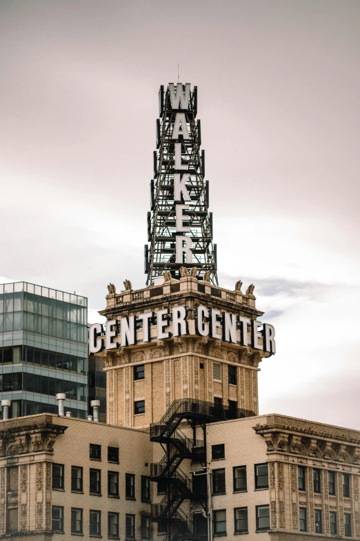 a very tall tower that has the word sacramento painted on it