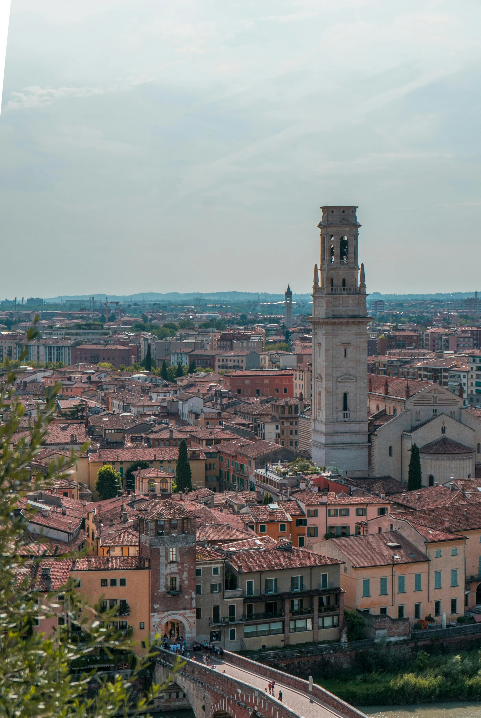 the city skyline is seen from a high angle