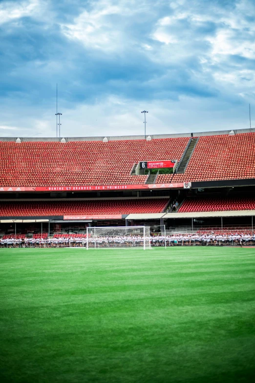 a soccer stadium filled with lots of empty seats