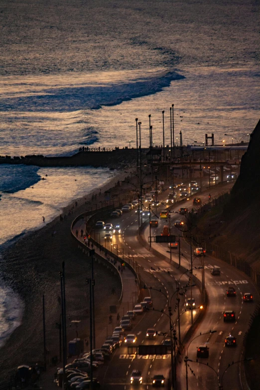 an image of a busy street at dusk