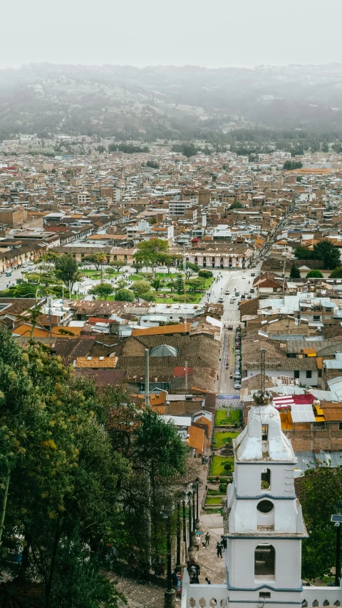 a town is shown in the background with lots of tall buildings