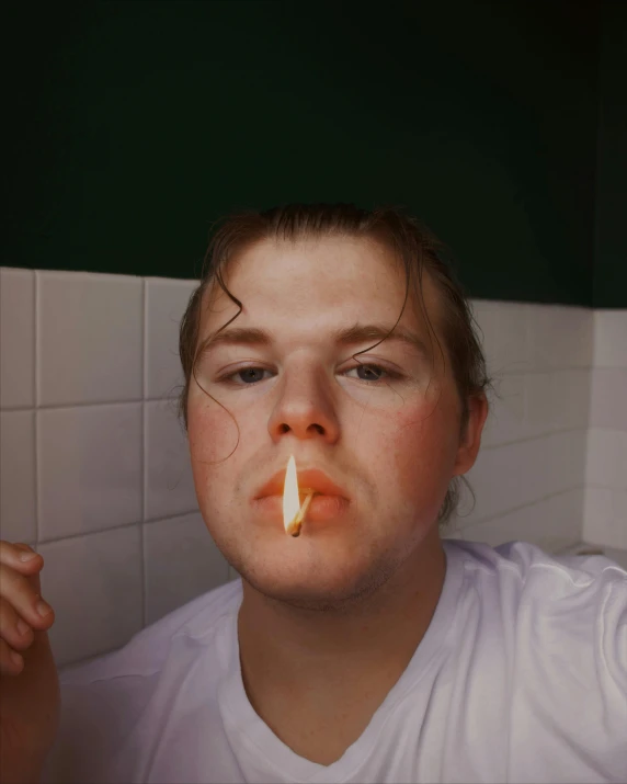 a girl lighting a candle for the camera