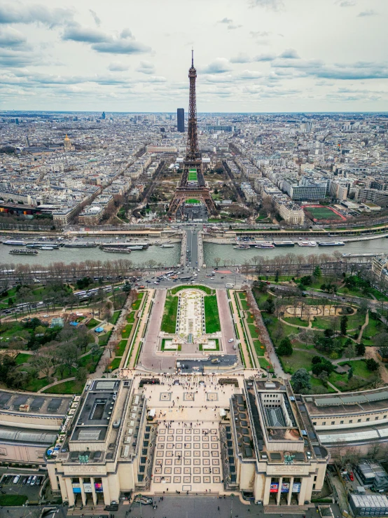 the top view of a city is shown from above