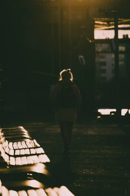 a person walking alone in the late night