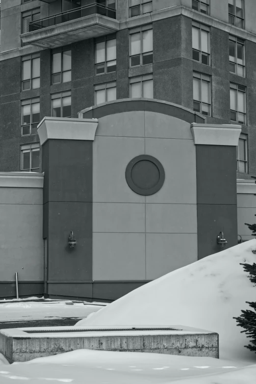 a building that is standing in the snow