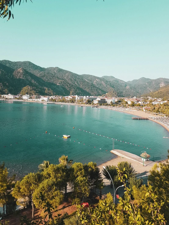 an island has many boats docked along it