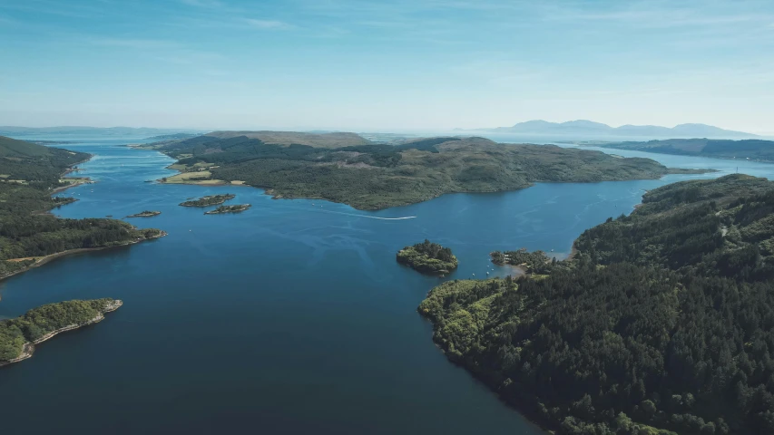 an island with trees that look like giant hills